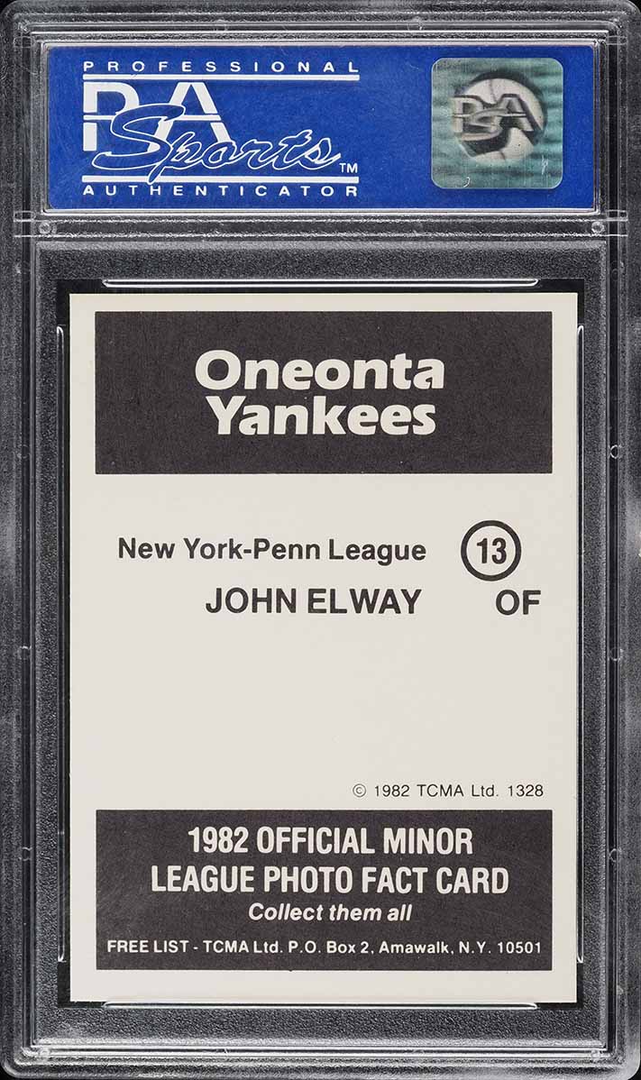 1982 TCMA Oneonta Yankees John Elway ROOKIE #13 PSA 8 NM-MT