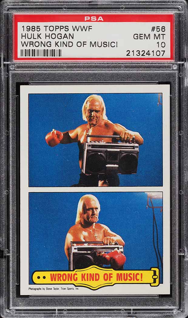 1985 Topps WWF Wrestling Wrong Kind Of Music! w/ Hulk Hogan #56 PSA 10 GEM MINT