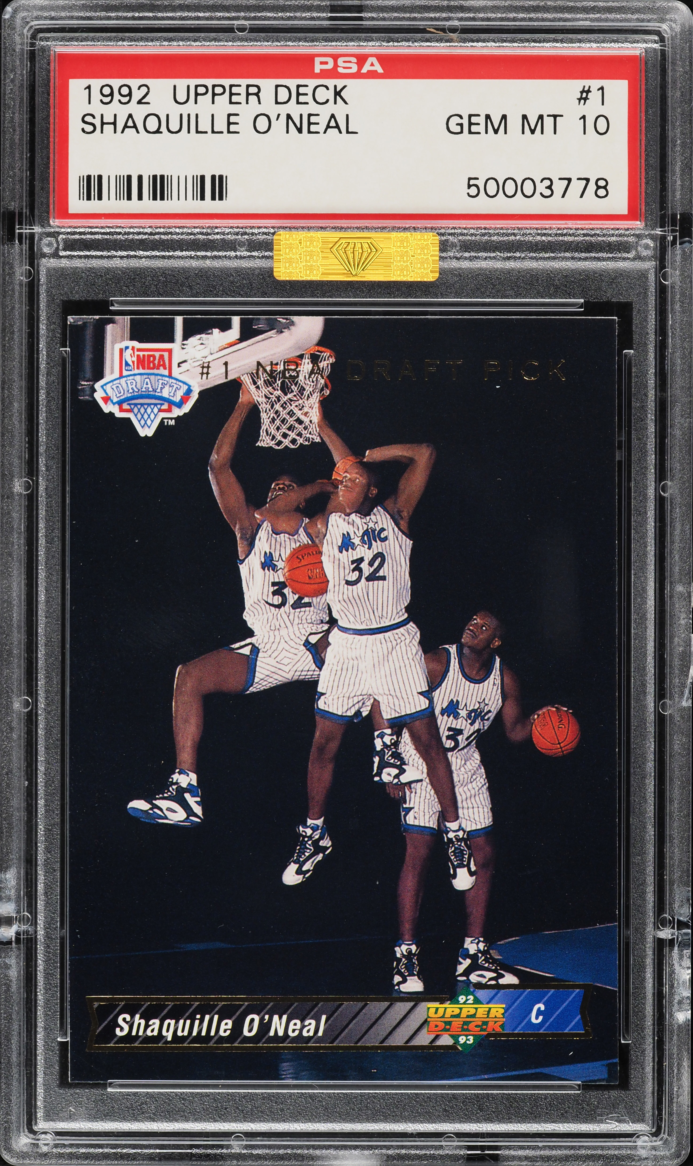 1992 Upper Deck Basketball Shaquille O'Neal ROOKIE #1 MBA PSA 10
