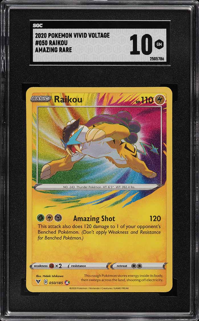2020 Pokemon Sword & Shield Vivid Voltage Amazing Rare Raikou #050 SGC 10