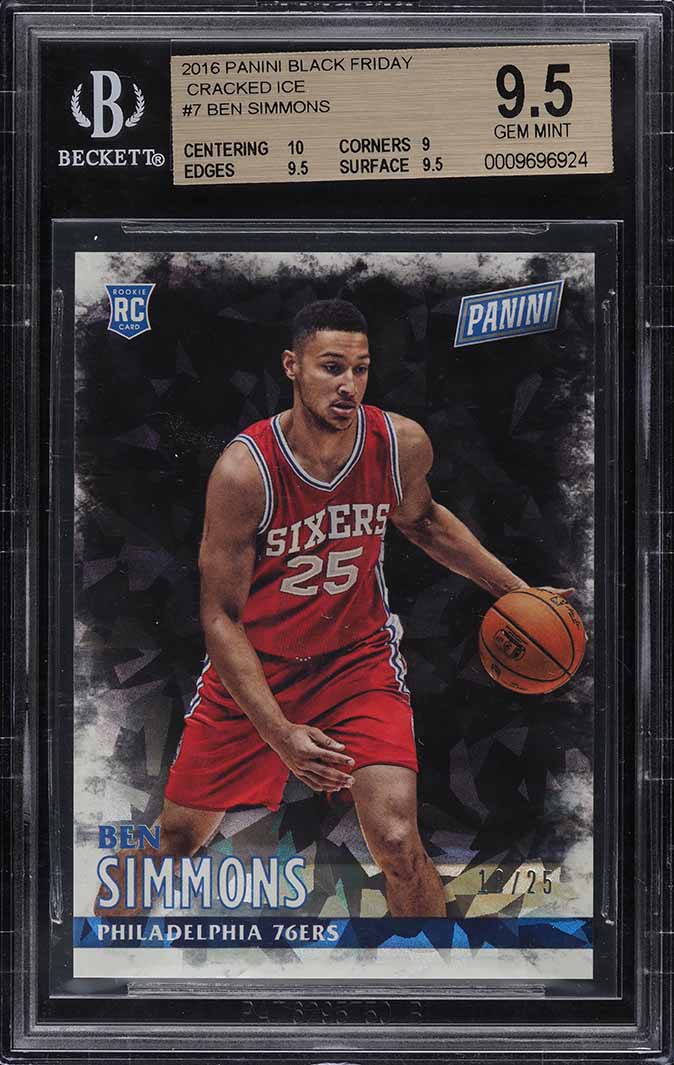 2016 Panini Black Friday Cracked Ice Ben Simmons ROOKIE /25 #7 BGS 9.5 GEM MINT