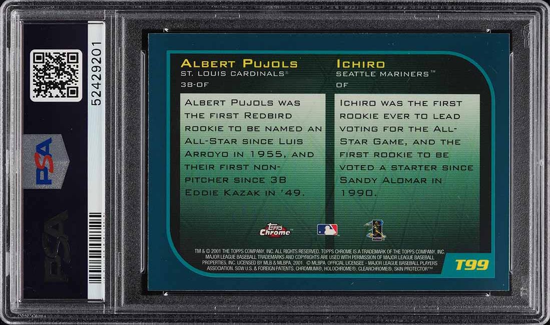 2001 Topps Chrome Traded Ichiro Suzuki Albert Pujols ROOKIE RC #T99 PSA 9 MINT