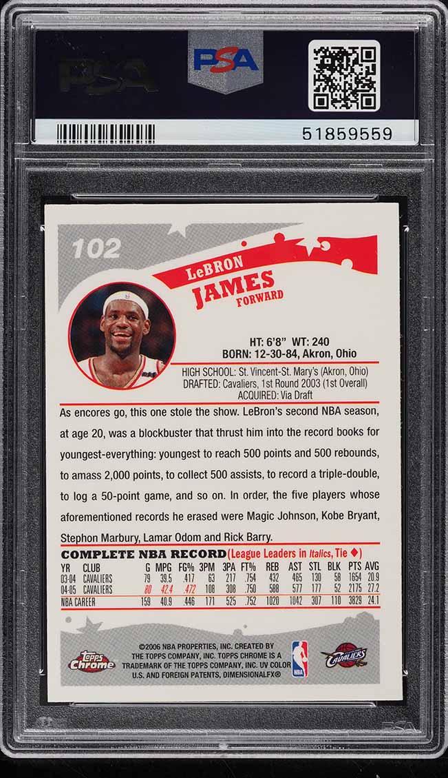 2005 Topps Chrome LeBron James #102 PSA 10 GEM MINT
