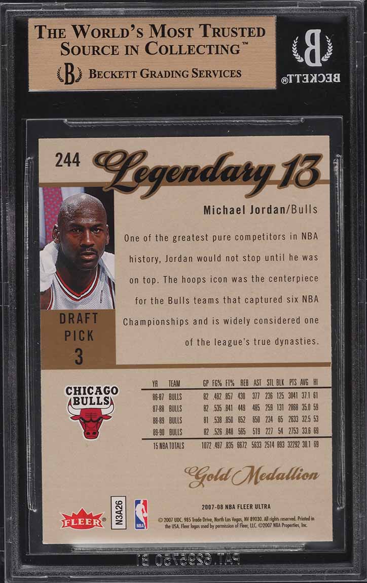 2007 Ultra Se Gold Medallion Michael Jordan L13 #244 BGS 9.5 GEM MINT