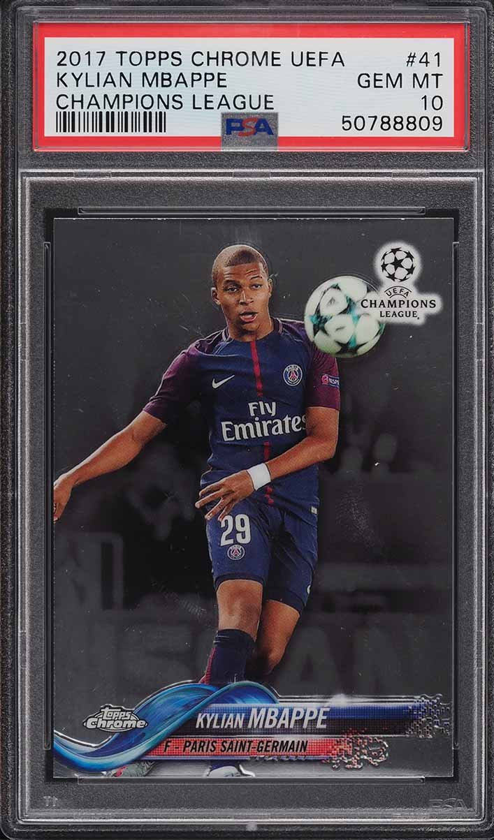 2017 Topps Chrome UEFA Champions League Kylian Mbappe ROOKIE #41 PSA 10 GEM MINT