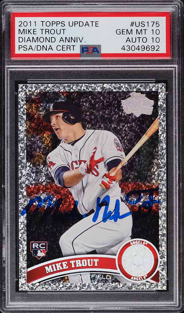 2011 Topps Update Diamond Mike Trout ROOKIE AUTO DNA 10 #US175 PSA 10 GEM MINT