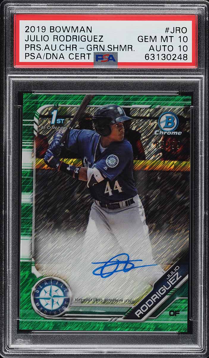 2019 Bowman Julio Rodriguez Chrome Prospect Autographs Green