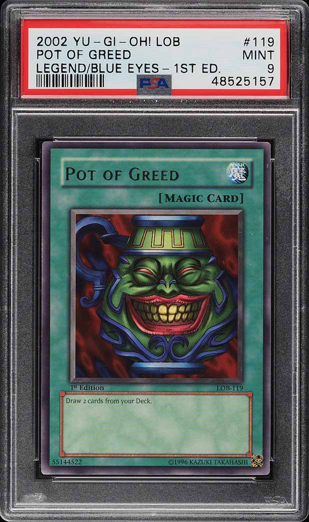 2002 Yu-Gi-Oh! Legend of Blue Eyes 1st Edition Pot Of Greed LOB-119 PSA 9 MINT