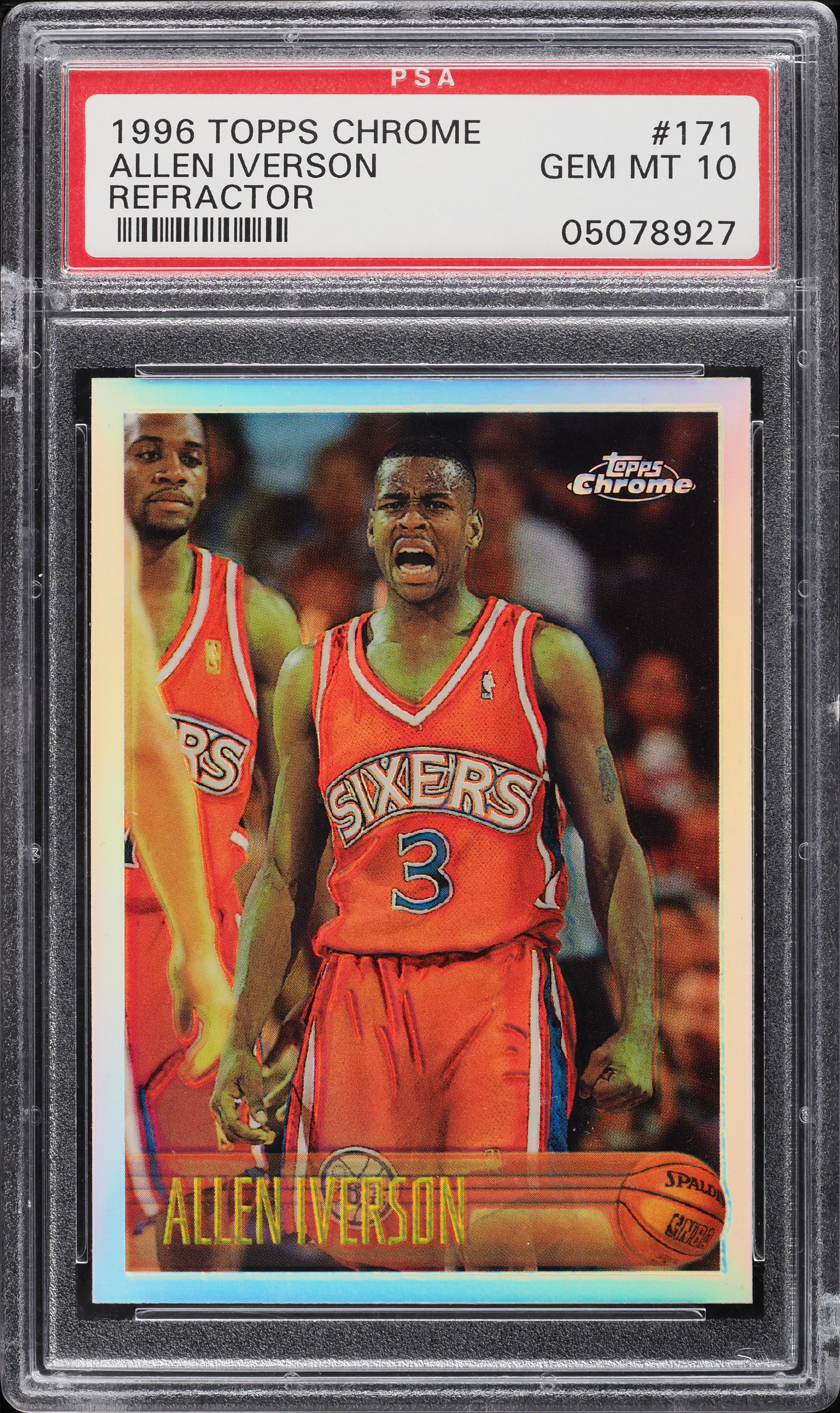 1996 Topps Chrome Refractor Allen Iverson ROOKIE #171 PSA 10 GEM