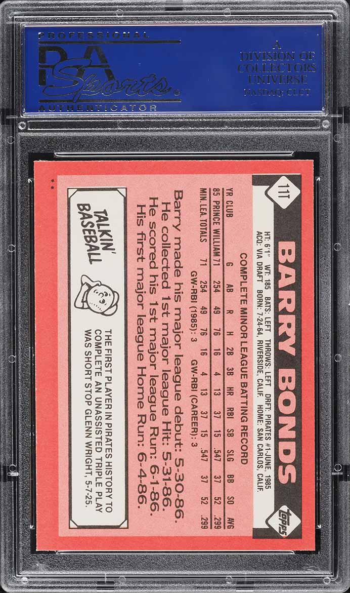 1986 Topps Traded Barry Bonds ROOKIE #11T PSA 10 GEM MINT