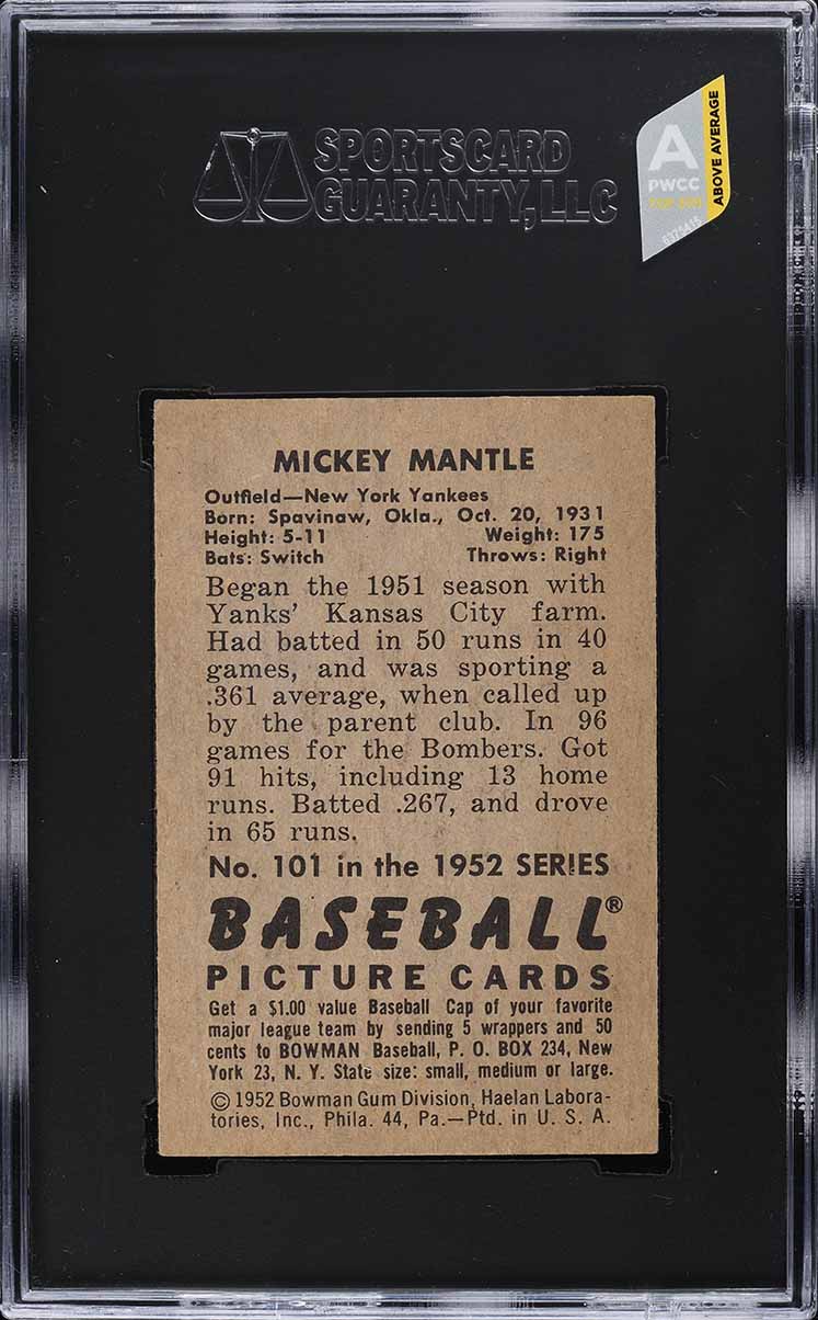 1952 Bowman Mickey Mantle #101 SGC 7 NRMT