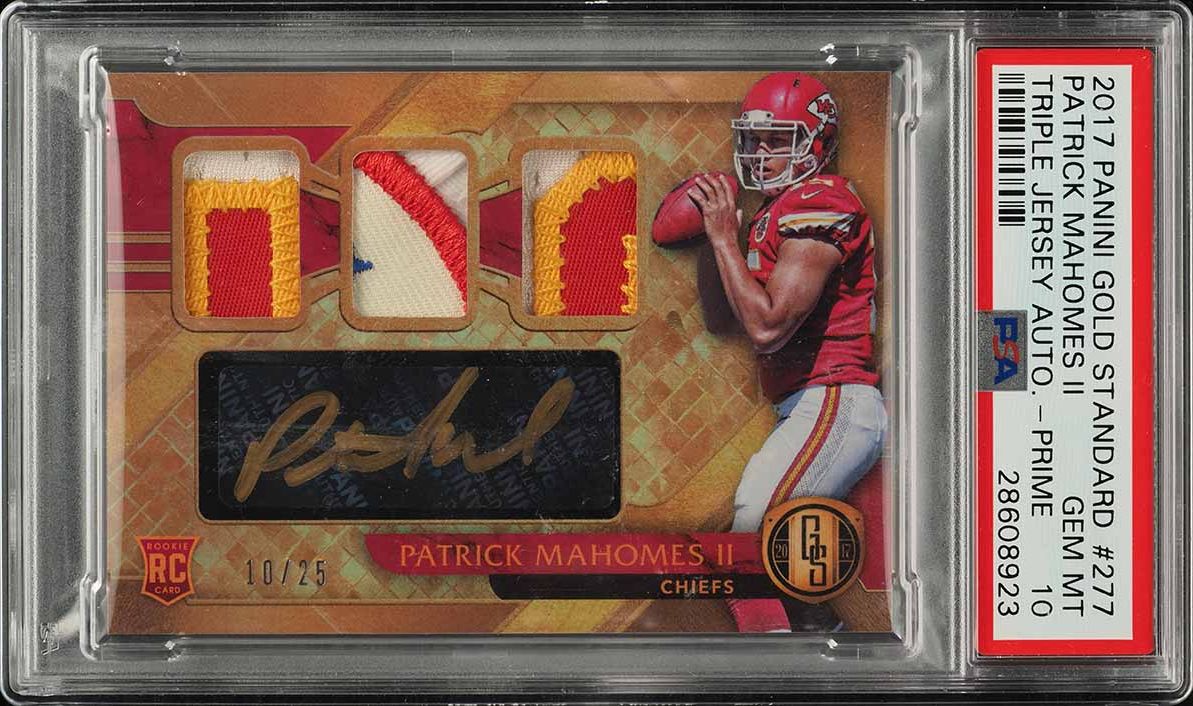 2017 Panini Gold Standard Patrick Mahomes II ROOKIE PATCH AUTO /25 #277 PSA 10