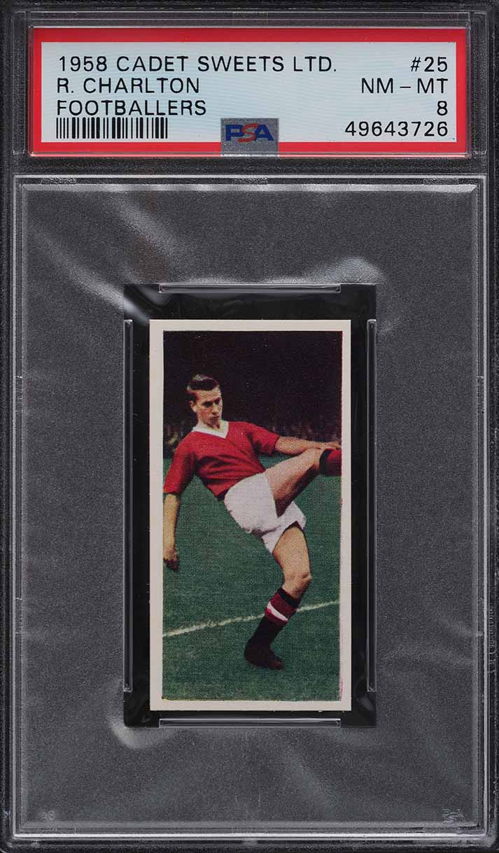 1958 Cadet Sweets Footballers Bobby Charlton ROOKIE #25 PSA 8 NM-MT