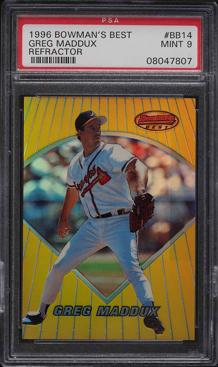 1996 Bowman's Best Refractor Greg Maddux #BB14 PSA 9 MINT on