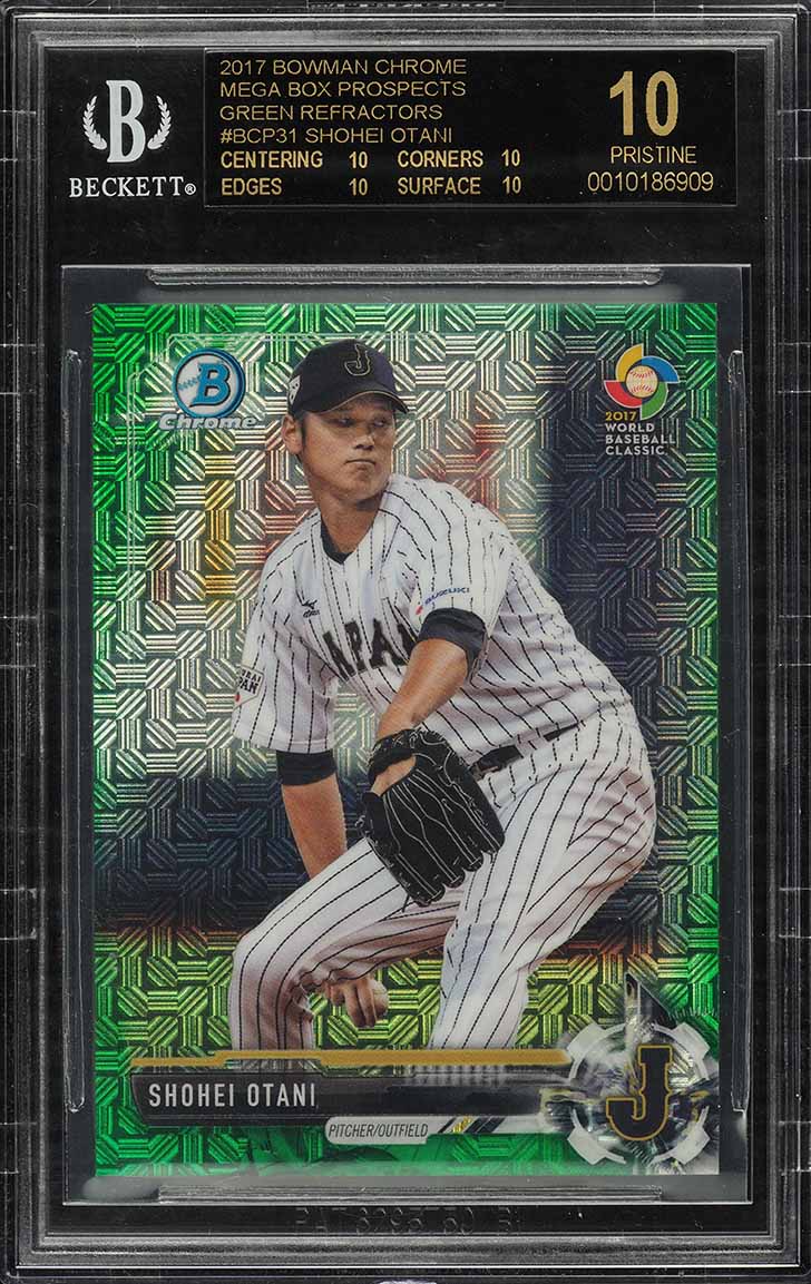 2017 Bowman Chrome Mega Green Refractor Shohei Ohtani ROOKIE  48/99 BGS 10 BLACK