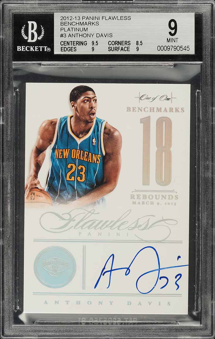 2012 Panini Flawless Benchmarks Platinum Anthony Davis ROOKIE AUTO 1/1 #3 BGS 9