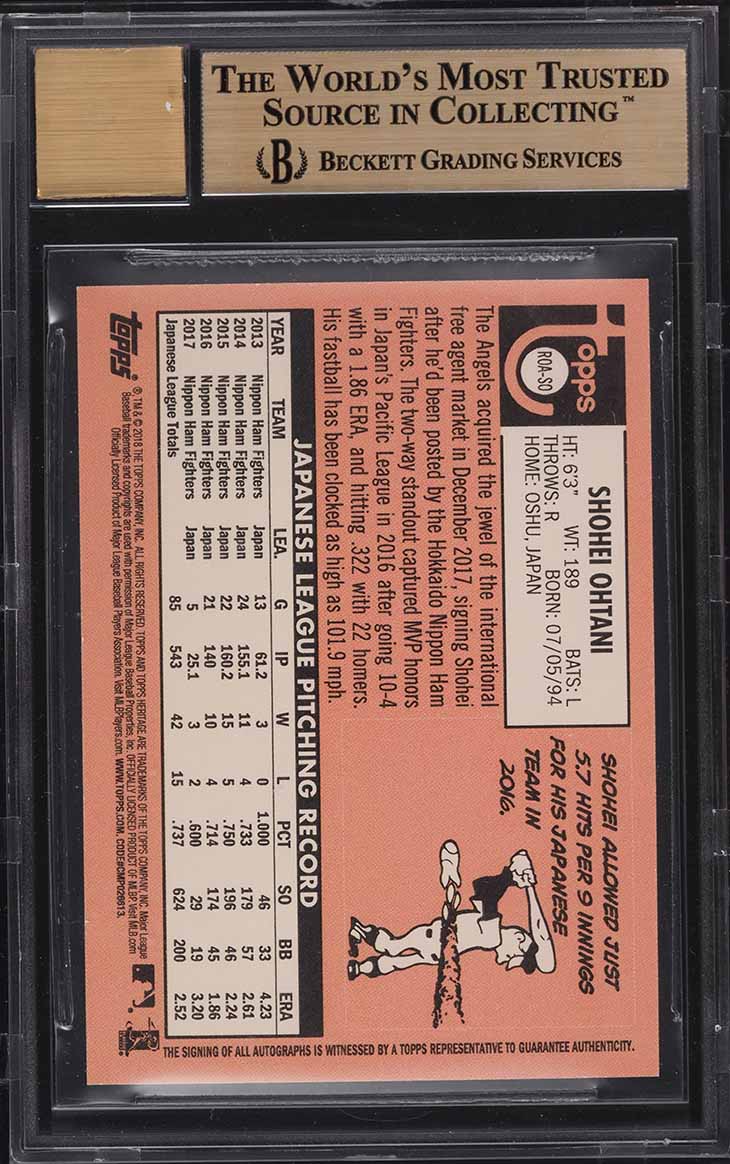 2018 Topps Heritage Real One Shohei Ohtani ROOKIE RC AUTO BGS 9.5 GEM MINT
