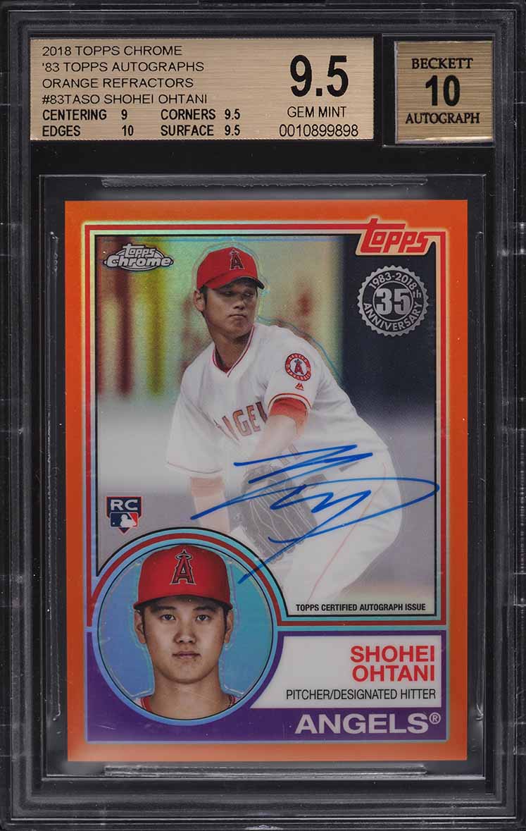 2018 Topps Chrome '83 Orange Refractor Shohei Ohtani ROOKIE RC AUTO /25 BGS 9.5