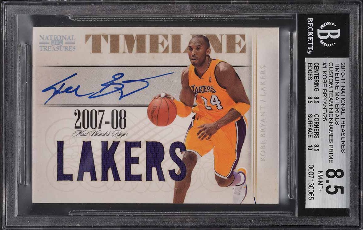 2010 National Treasures Timeline Kobe Bryant PATCH AUTO /25 #1 BGS 8.5 NM-MT+