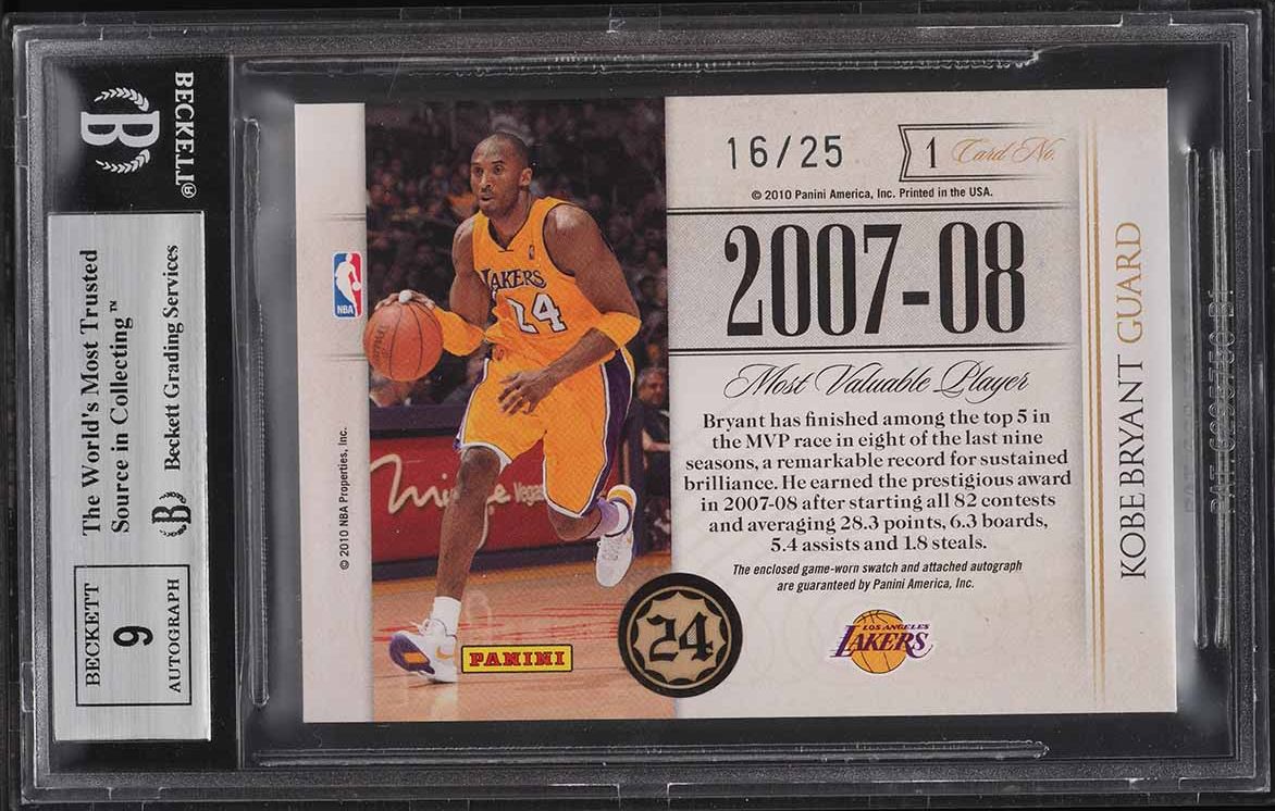 2010 National Treasures Timeline Kobe Bryant PATCH AUTO /25 #1 BGS 8.5 NM-MT+