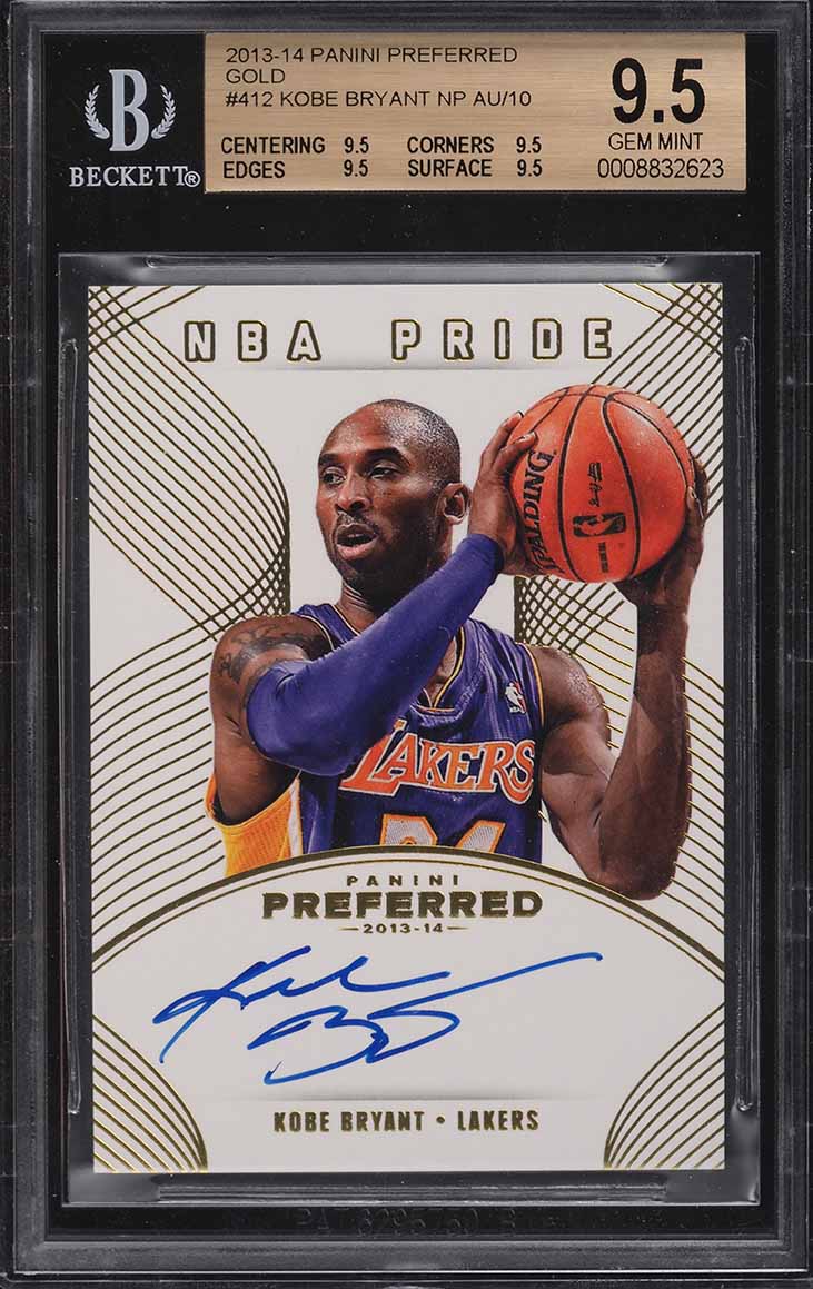 2013 Panini Preferred Gold Kobe Bryant AUTO /10 #412 BGS 9.5 GEM MINT