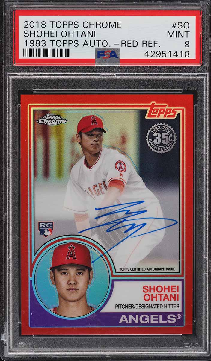 2018 Topps Chrome '83 Topps Red Refractor Shohei Ohtani ROOKIE AUTO /5 PSA 9