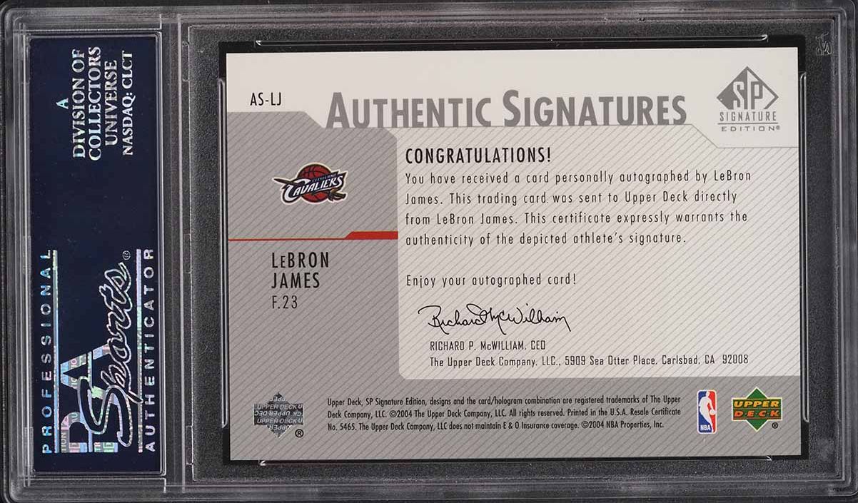 2003 SP Authentic Signatures LeBron James ROOKIE AUTO #AS-LJ PSA 10 GEM MINT
