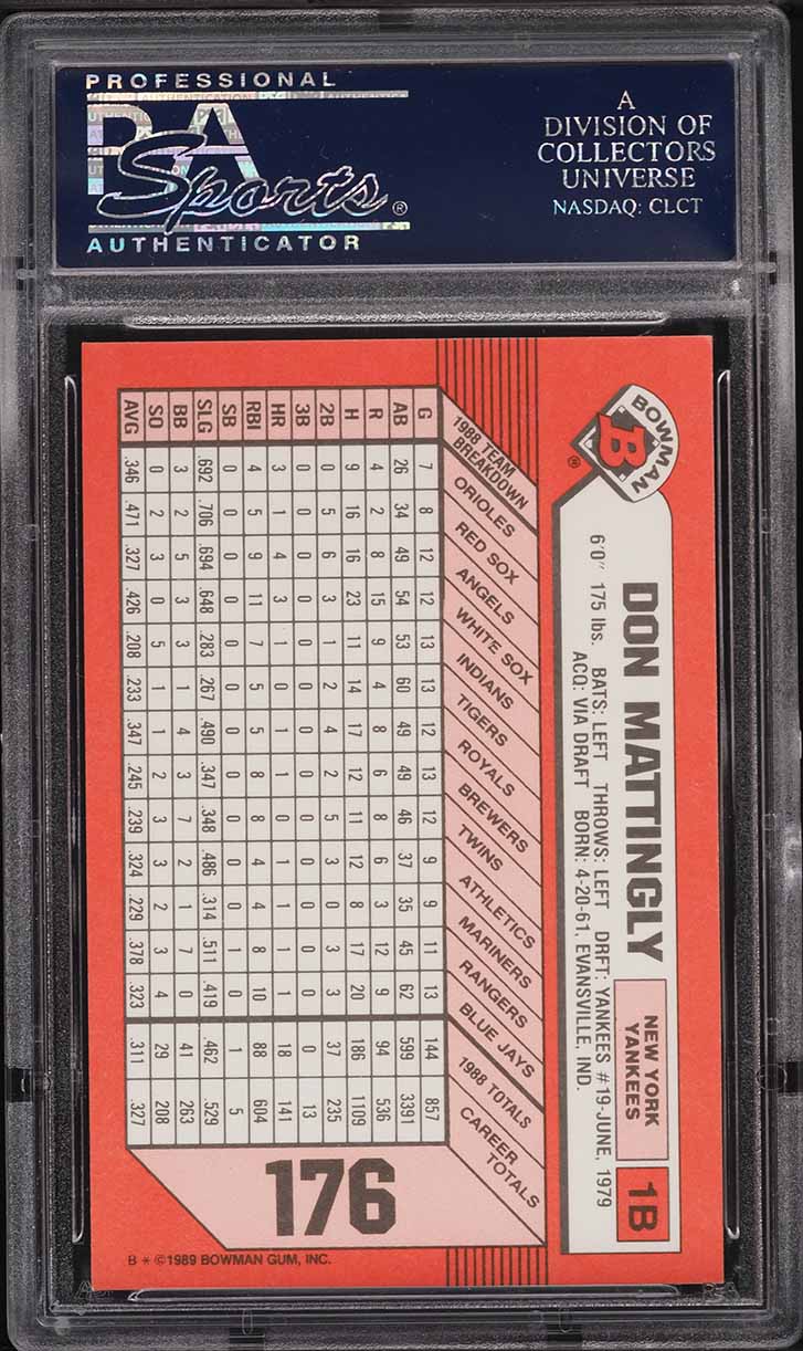 1989 Bowman Tiffany Don Mattingly #176 PSA 10 GEM MINT