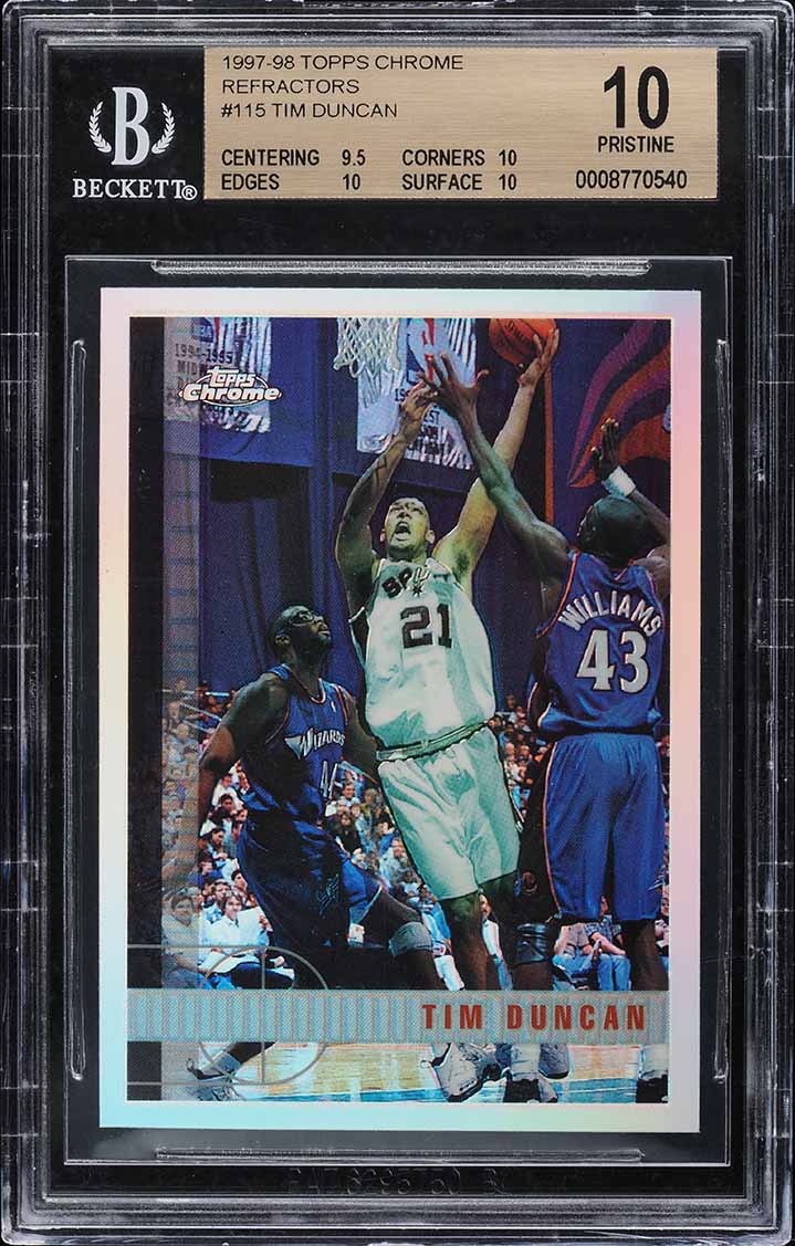 1997 Topps Chrome Refractor Tim Duncan ROOKIE #115 BGS 10 PRISTINE