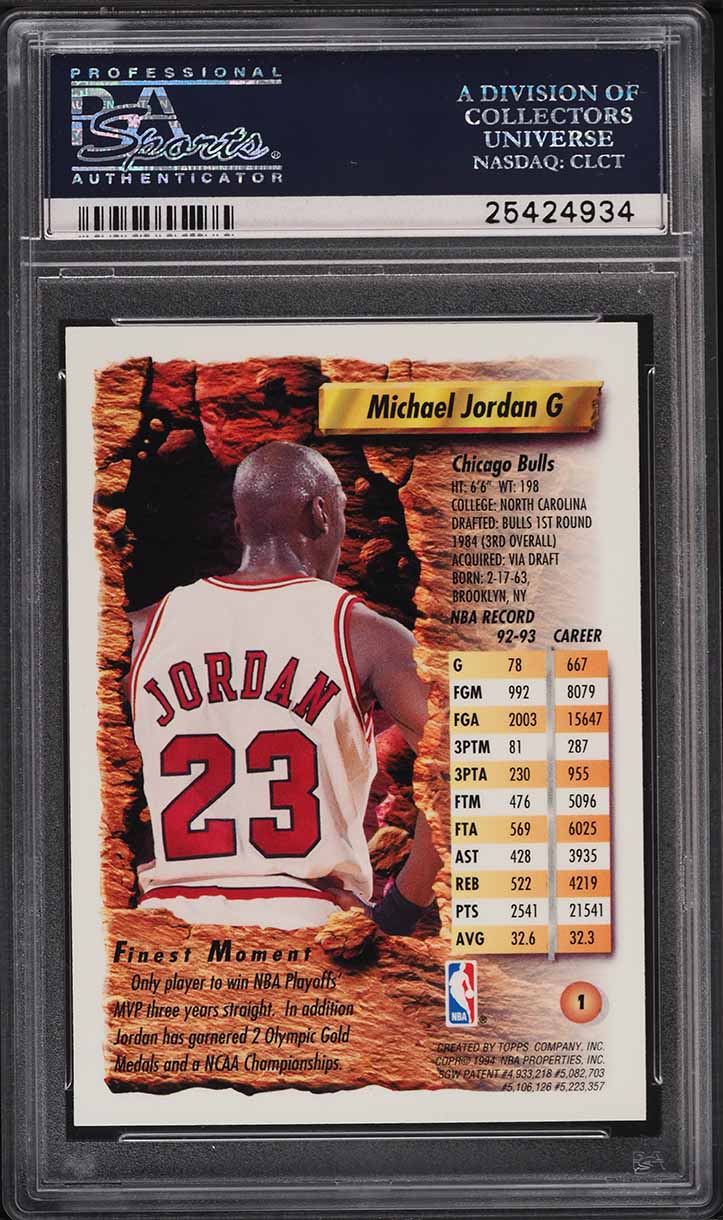 1993 Finest Basketball Michael Jordan #1 PSA 9 MINT