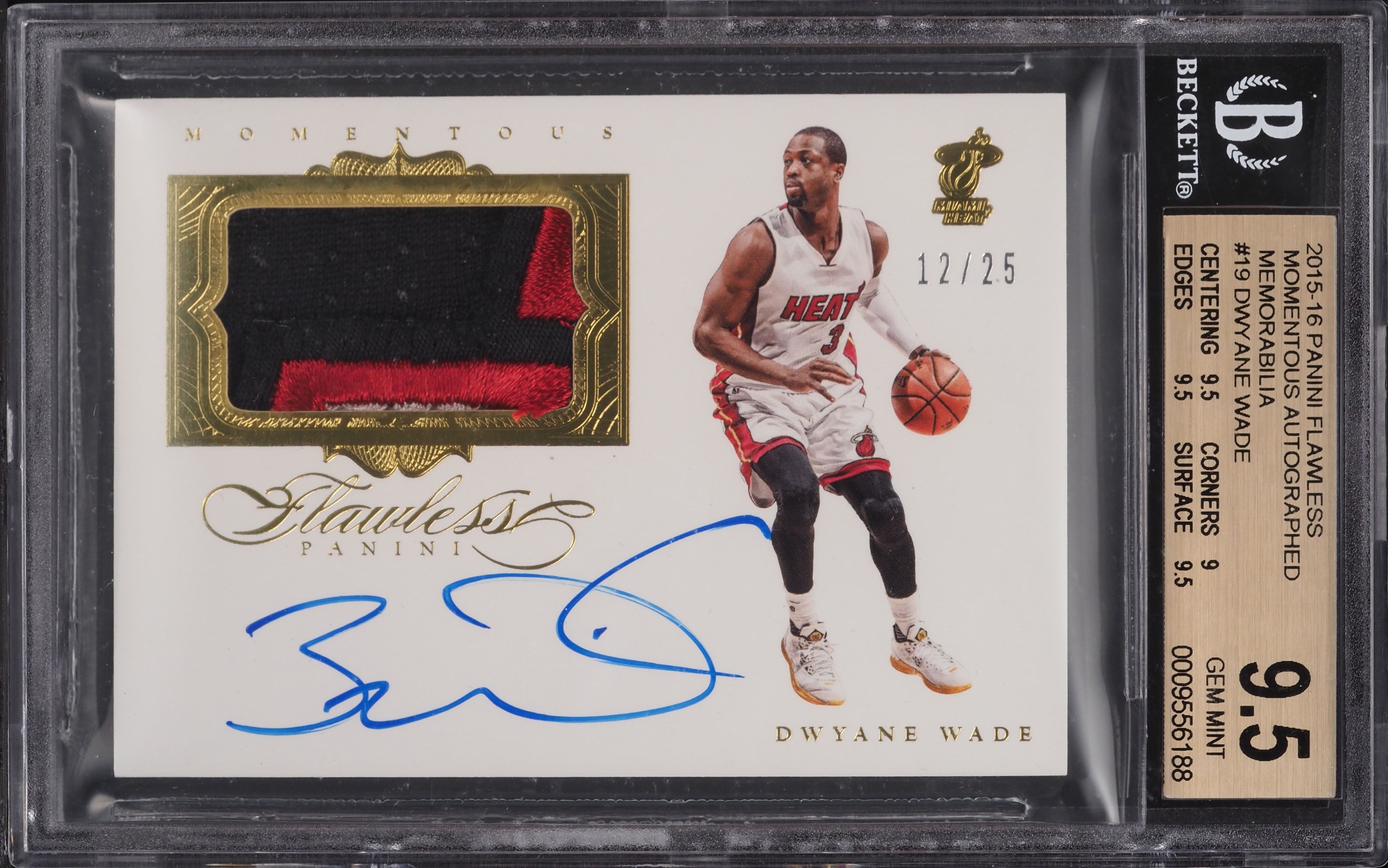 2015 Panini Flawless Momentous Dwyane Wade PATCH AUTO /25 #19 BGS 