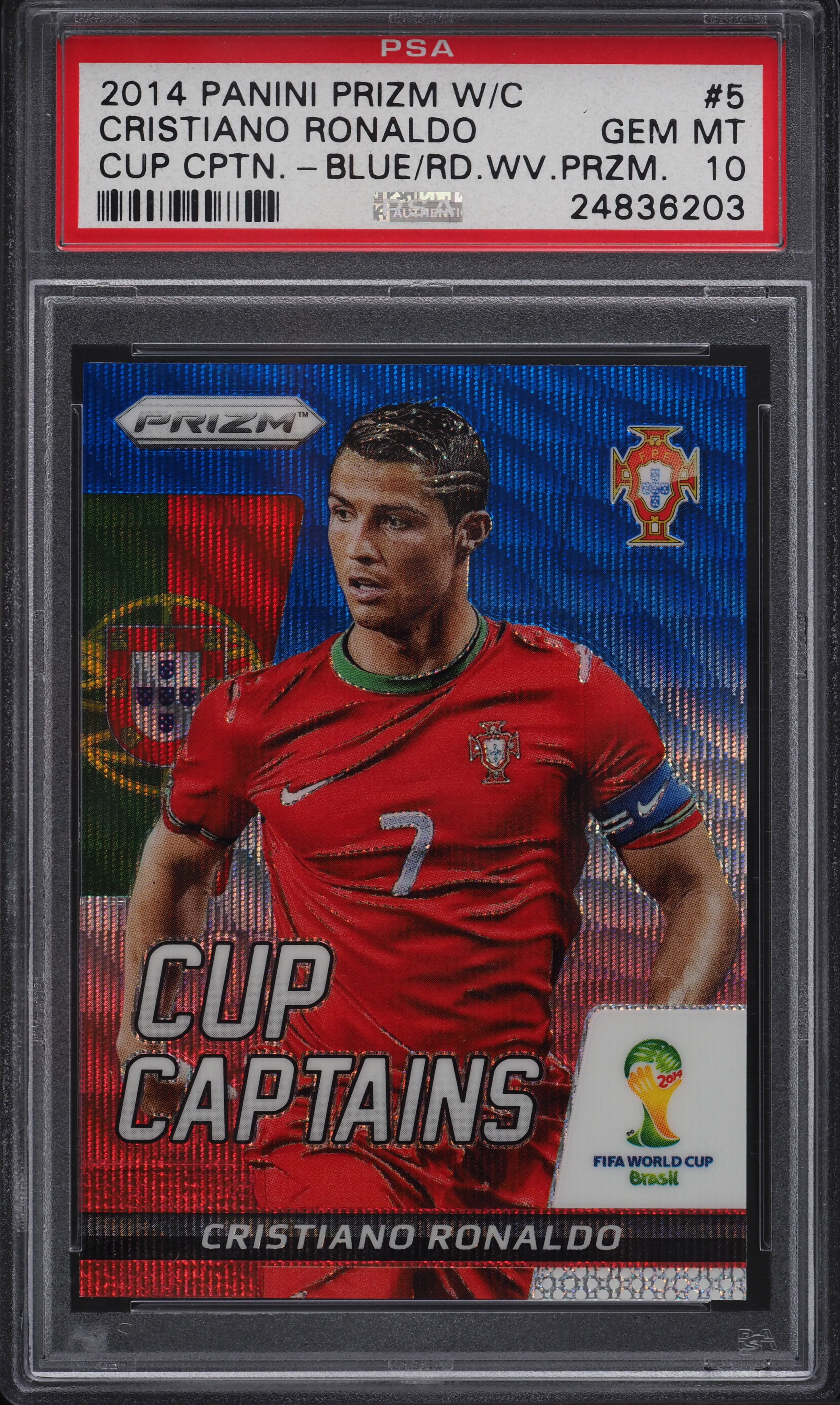 2014 Panini Prizm World Cup Cup Blue Red Wave Cristiano Ronaldo #5