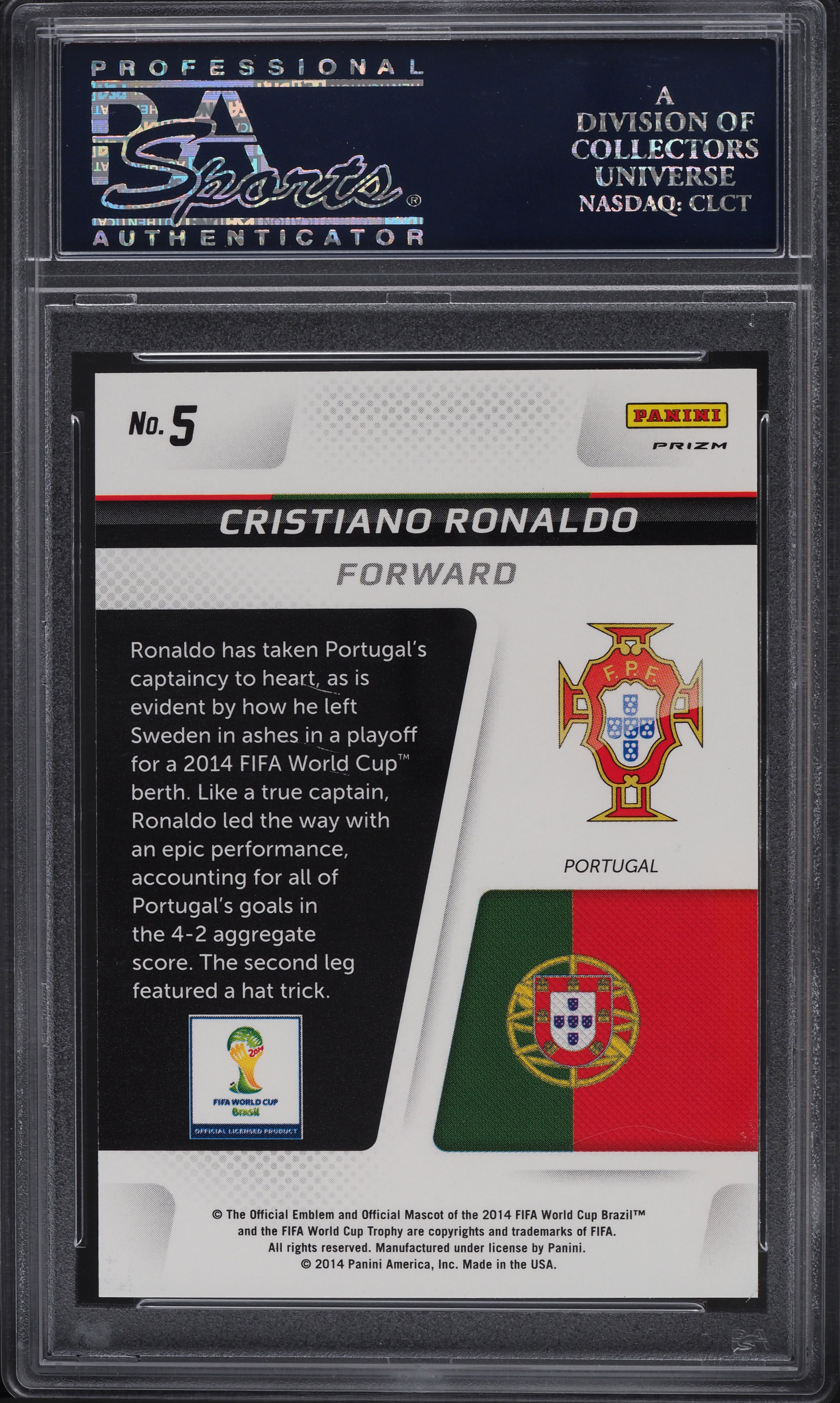 2014 Panini Prizm World Cup Cup Blue Red Wave Cristiano Ronaldo #5