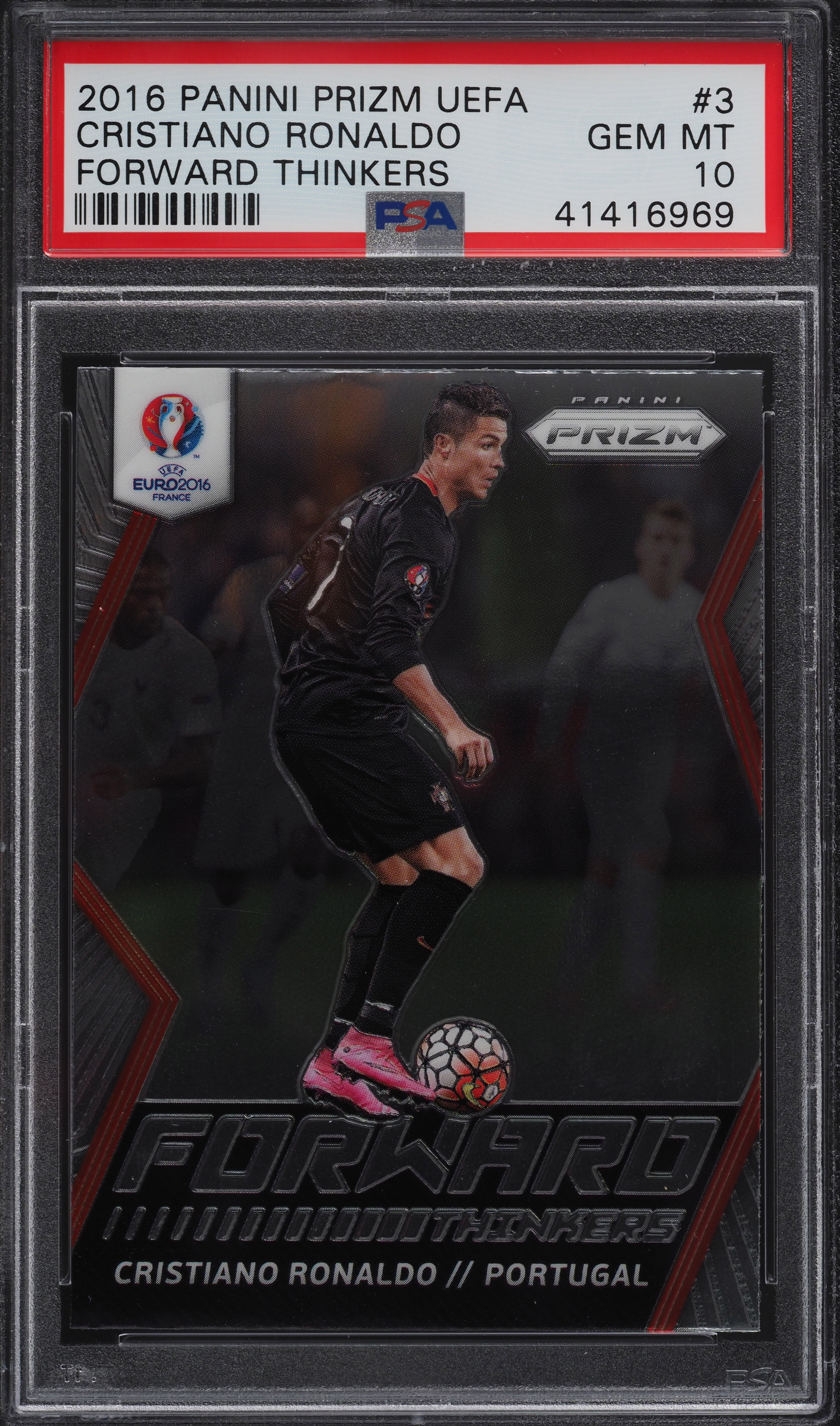 2016 Panini Prizm UEFA Forward Thinkers Cristiano Ronaldo #3 PSA 