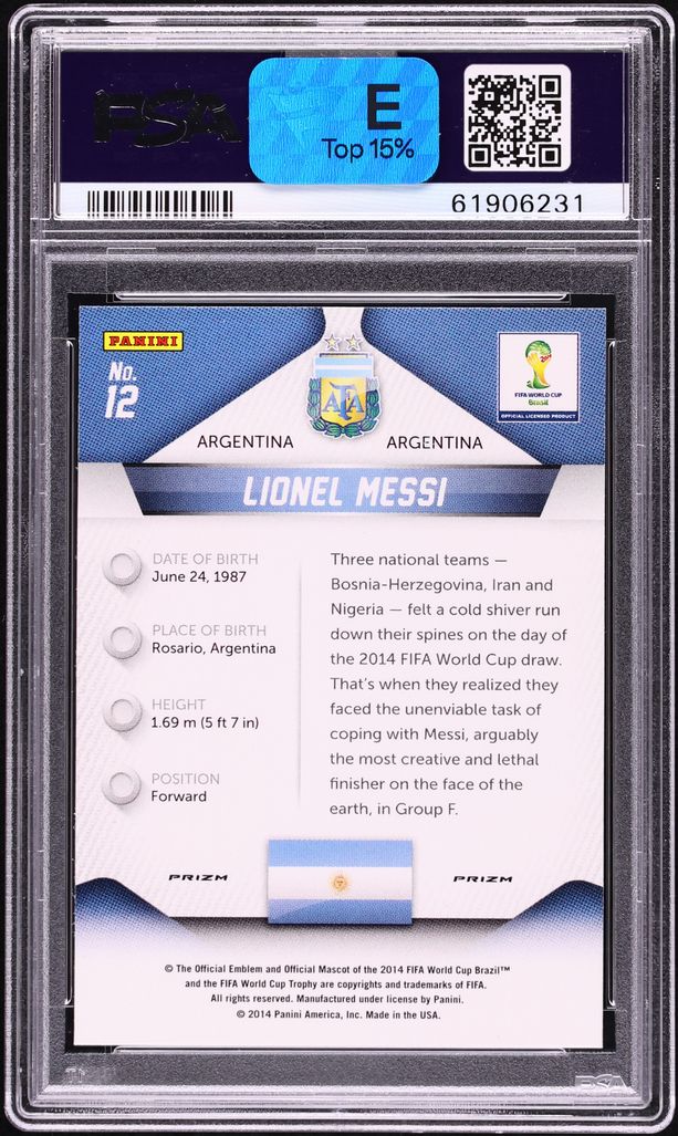 2014 Panini Prizm World Cup Silver Lionel Messi #12 PSA 10 GEM MINT