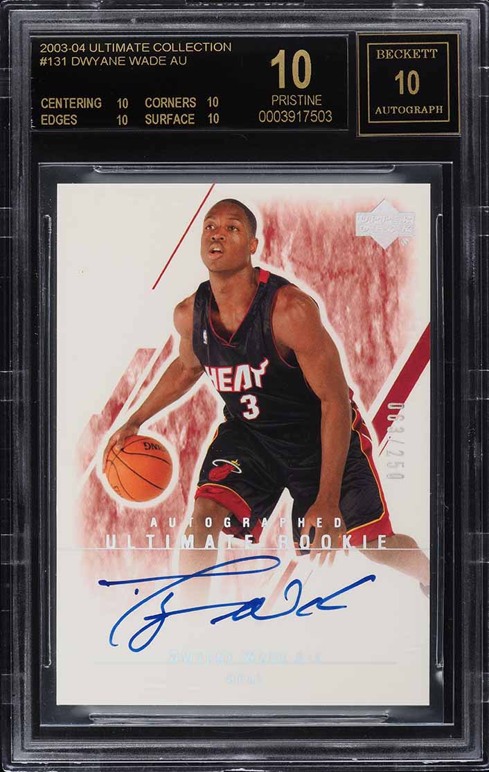 2003 Ultimate Collection Dwyane Wade ROOKIE AUTO /250 #131 BGS 10 BLACK LABEL