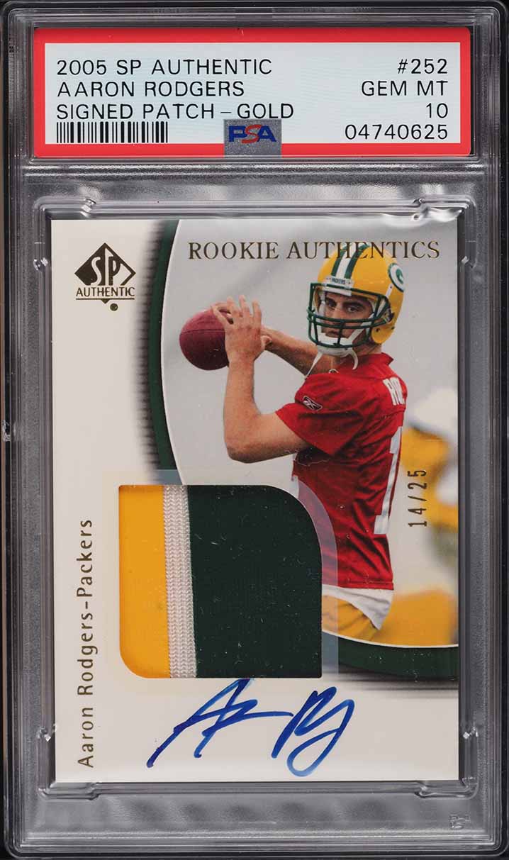 2005 SP Authentic Gold Aaron Rodgers ROOKIE RC PATCH /25 #252 PSA 10 GEM MINT