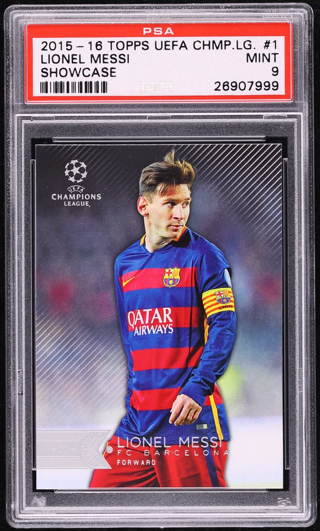2015 Topps UEFA Champions League Showcase Lionel Messi #1 PSA 9