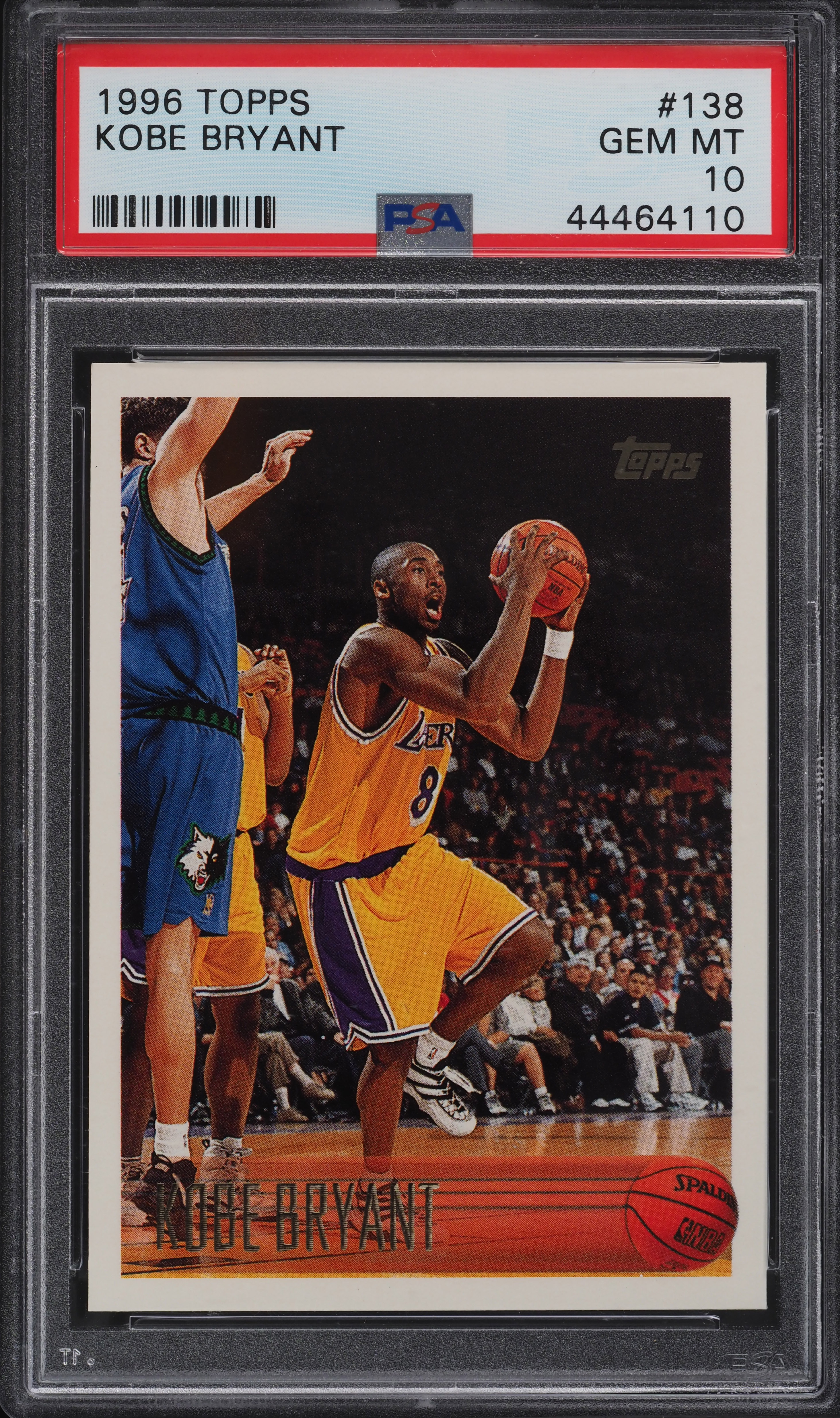 1996 Topps Basketball Kobe Bryant ROOKIE #138 PSA 10 GEM MINT on