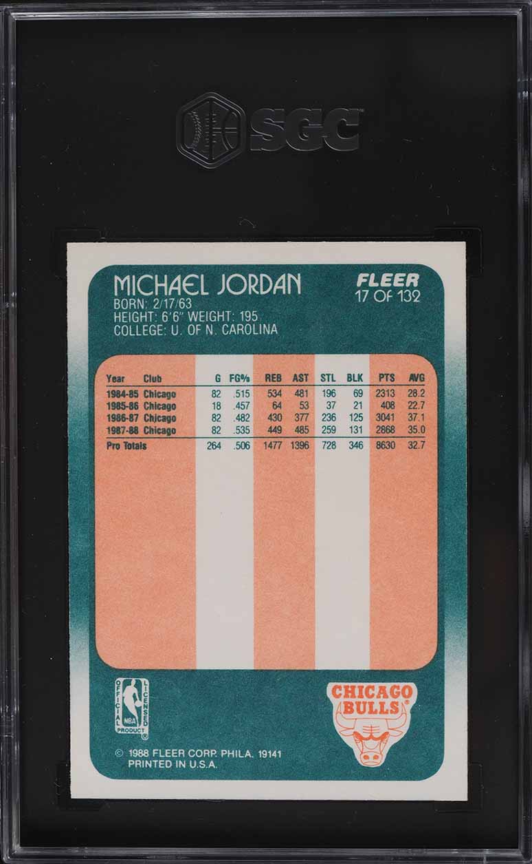 1988 Fleer Basketball Michael Jordan #17 SGC 8 NM-MT