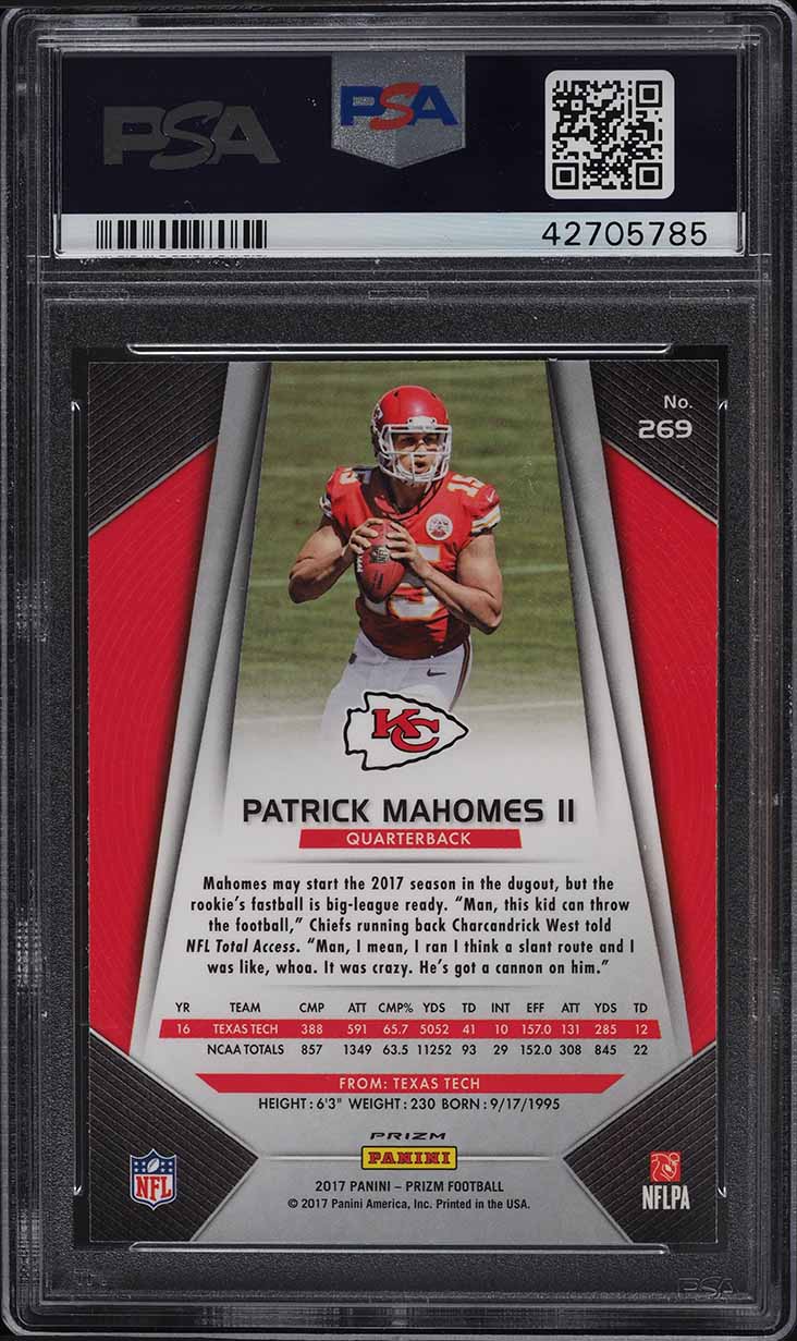 2017 Panini Prizm Silver Prizms Patrick Mahomes II ROOKIE #269 PSA 10 GEM MINT