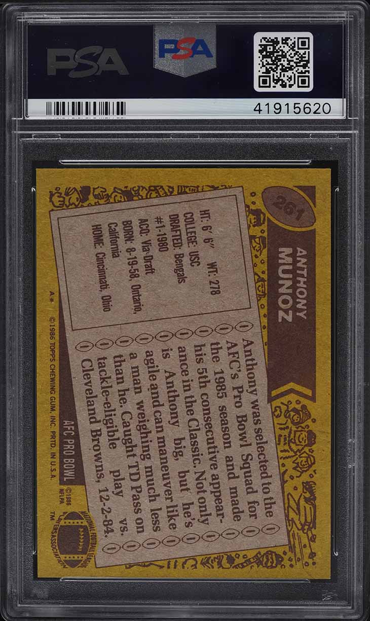 1986 Topps Football Anthony Munoz #261 PSA 8 NM-MT