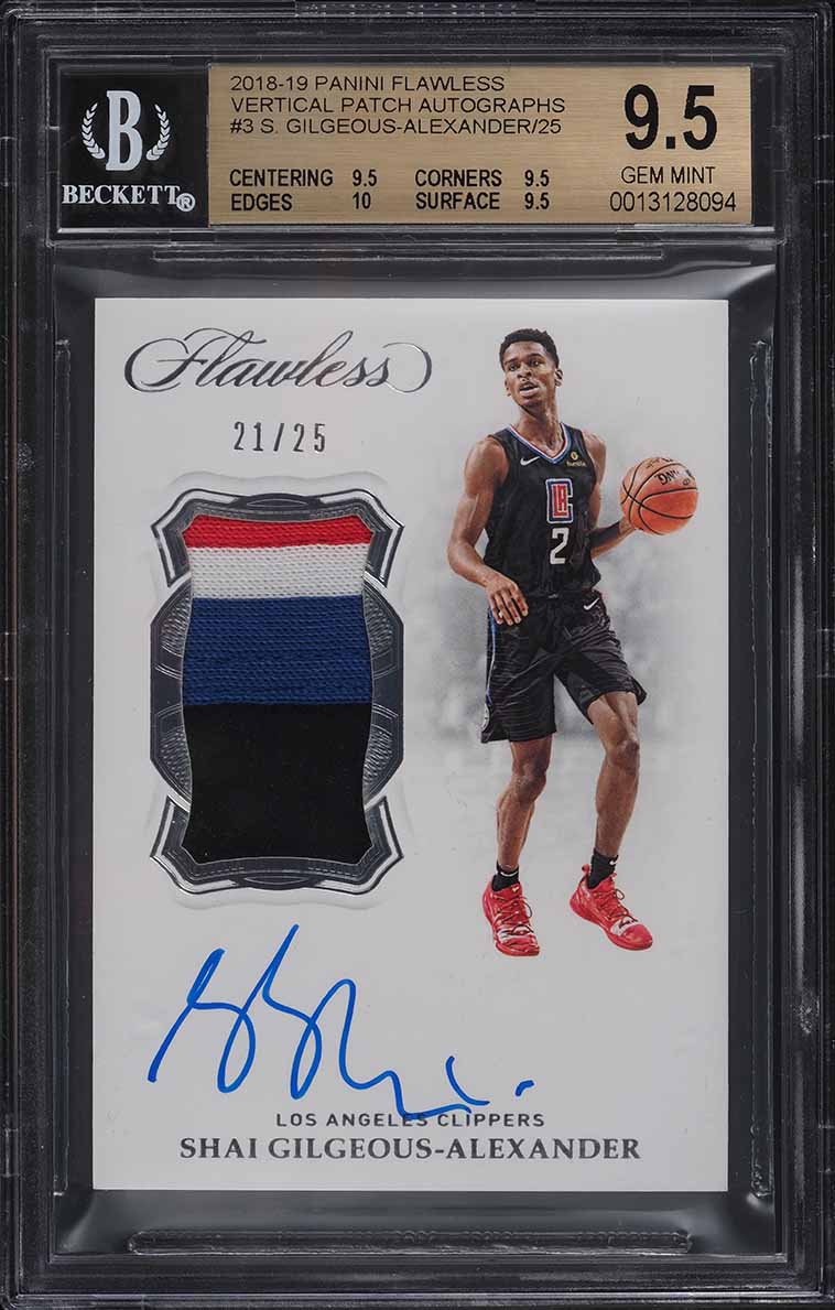 2018 Panini Flawless Shai Gilgeous-Alexander ROOKIE RC PATCH AUTO /25 #3 BGS 9.5