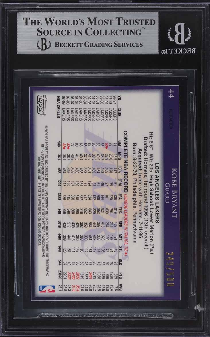 2009 Topps Chrome Refractor Kobe Bryant w/ Kevin Durant /500 #44 BGS 9 MINT