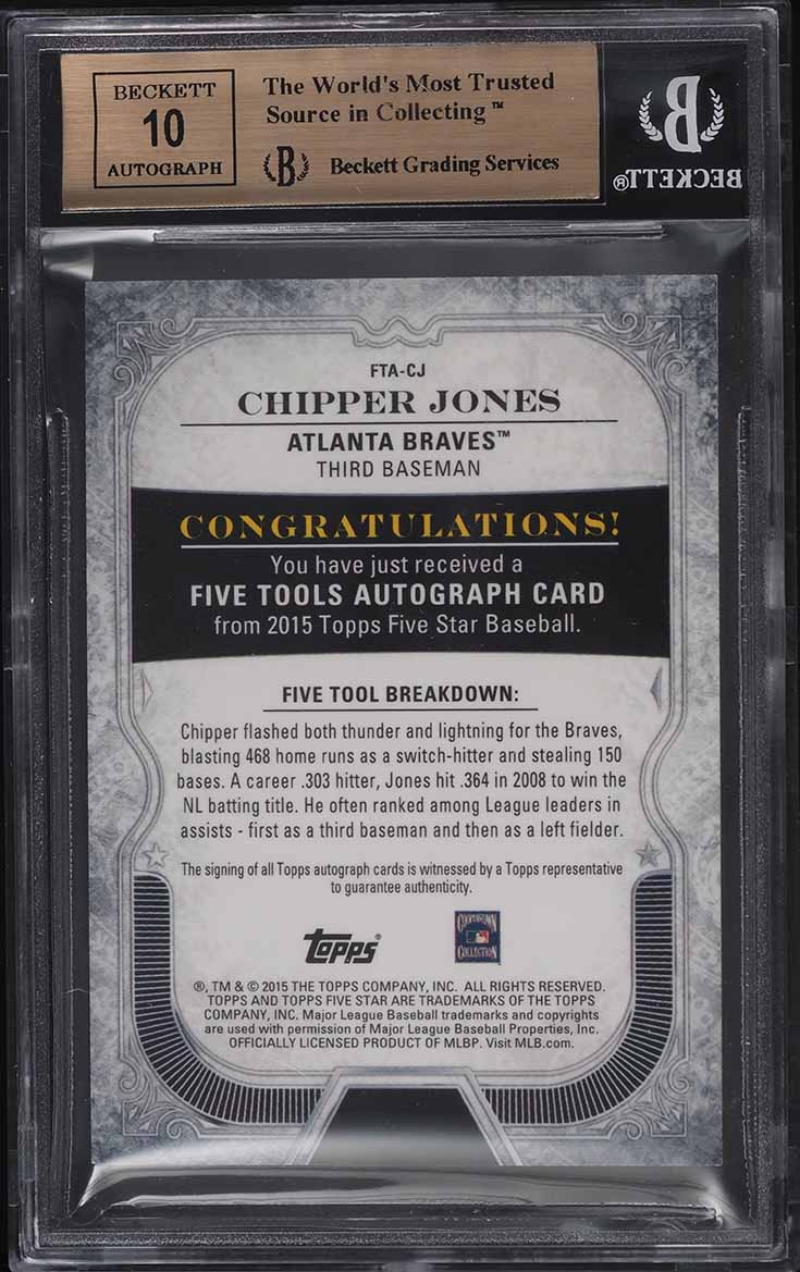 2015 Topps Five Star Tools Chipper Jones AUTO /25 #FTACJ BGS 9.5 GEM MINT