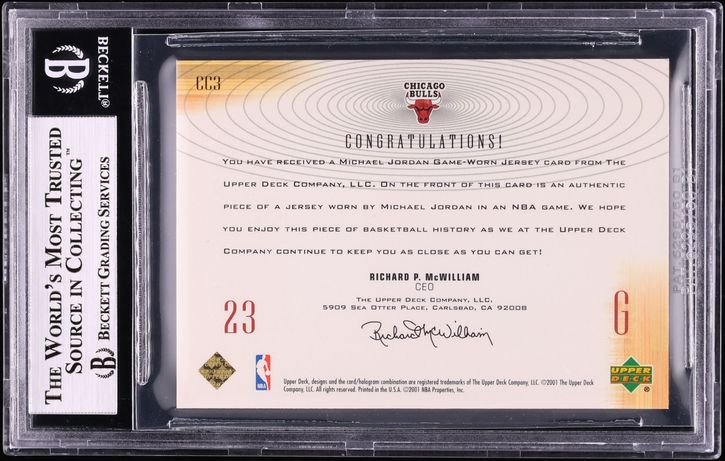 2001 Upper Deck MJ's Back Michael Jordan PATCH /100 #CC3 BGS 9 MINT