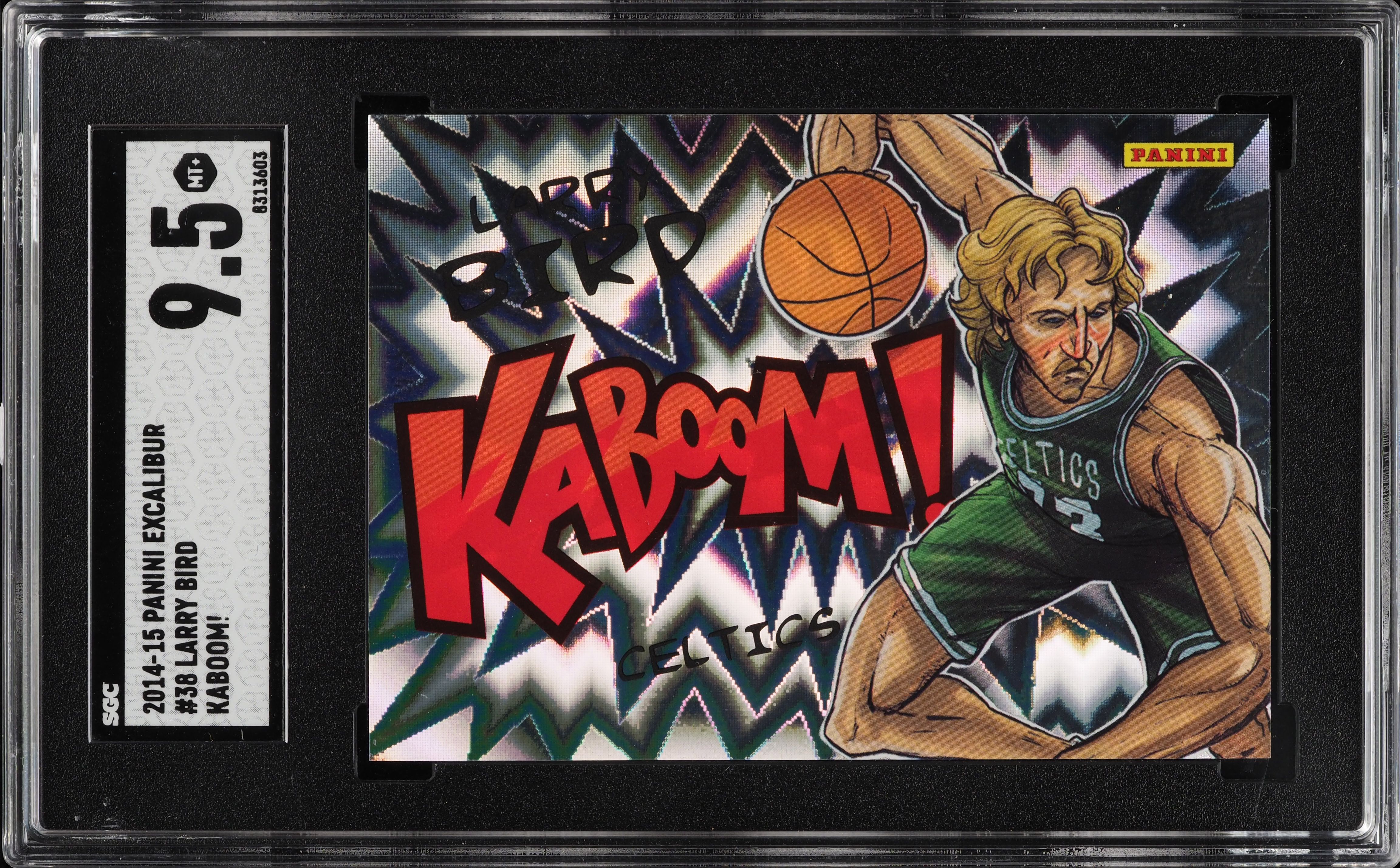 2014 Panini Excalibur Kaboom! Larry Bird #38 SGC 9.5 MINT+ on 