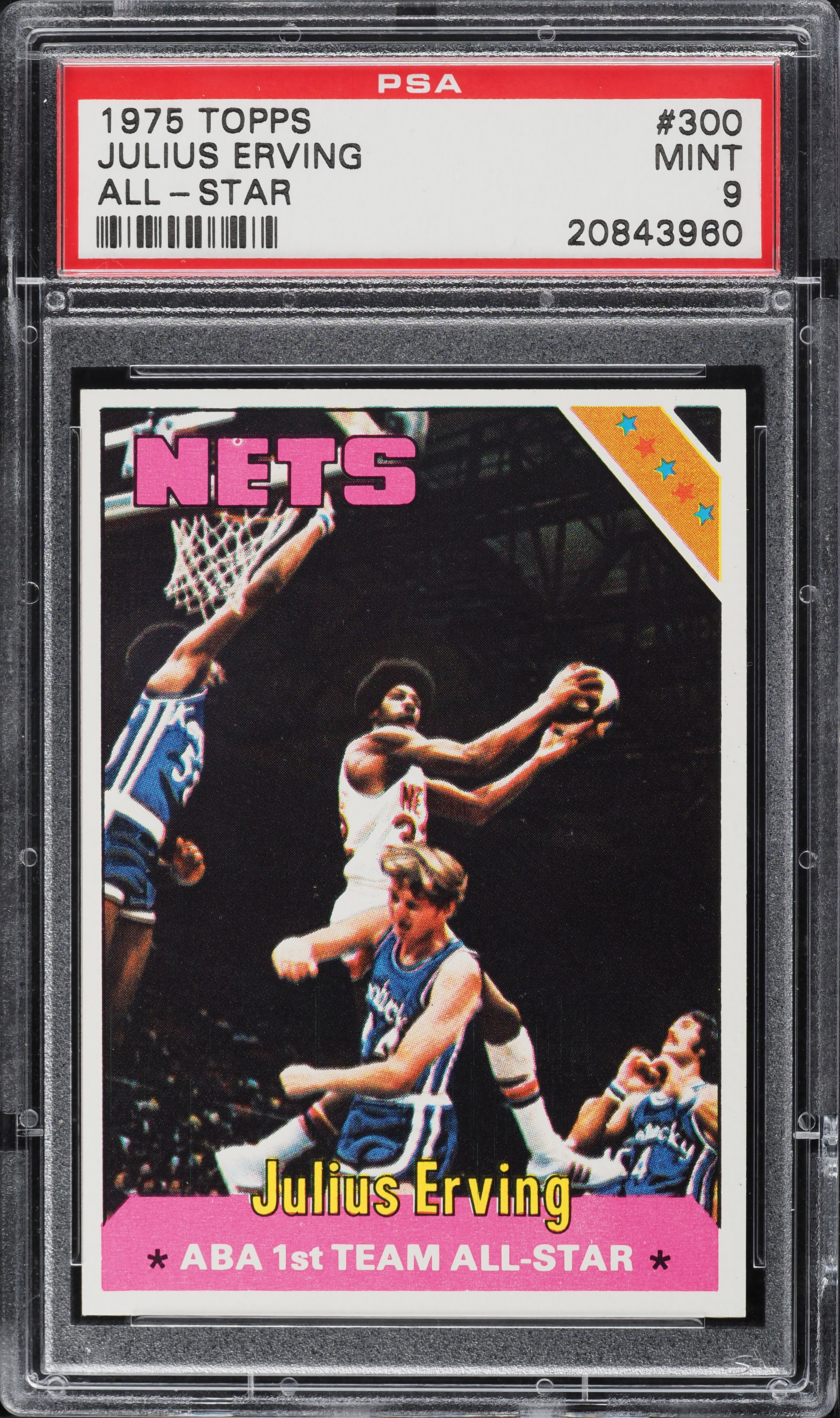 1975 Topps Basketball Julius Erving ALL-STAR #300 PSA 9 MINT on