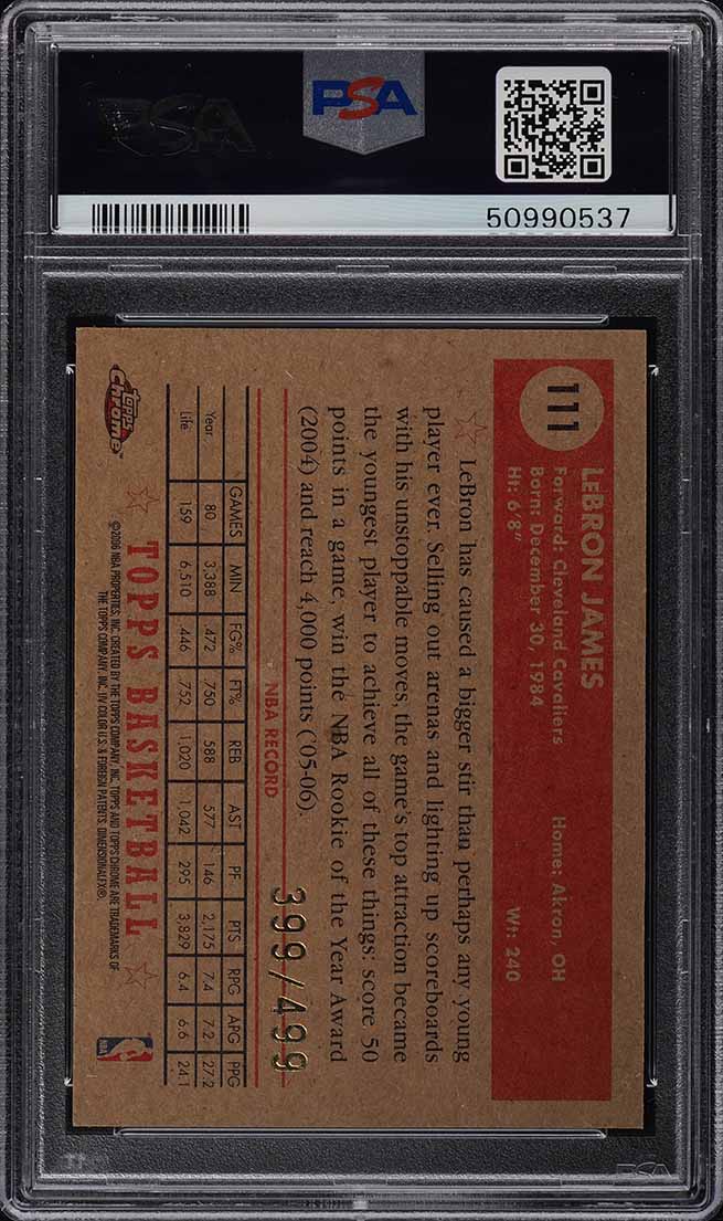 2005 Topps '52 Style Chrome LeBron James /499 #111 PSA 9 MINT