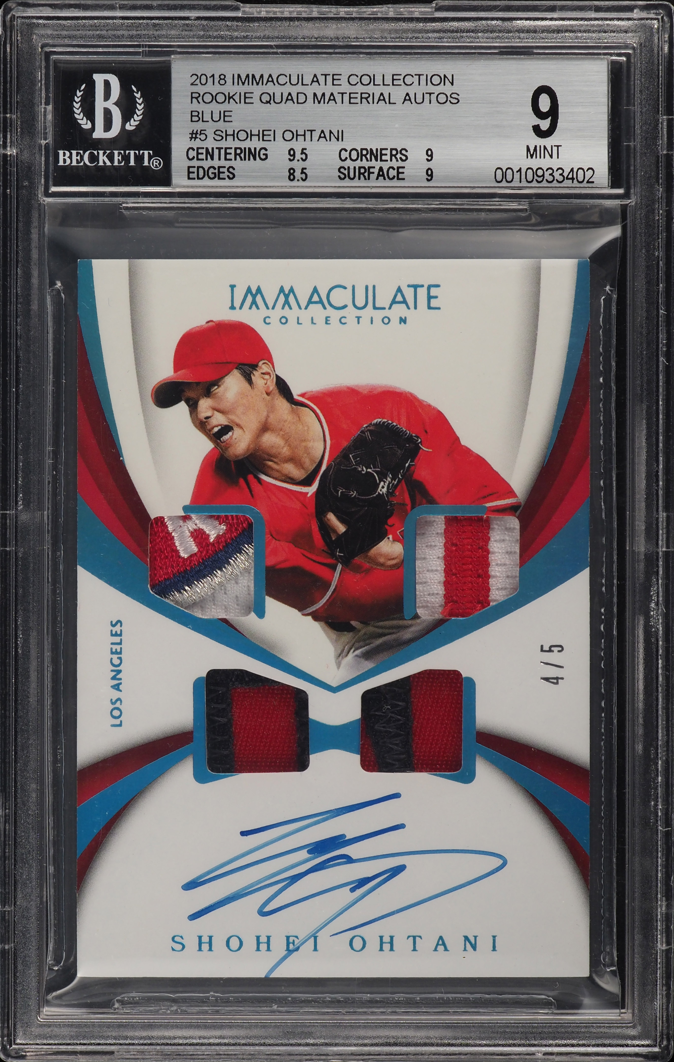 2018 Immaculate Collection Blue Shohei Ohtani ROOKIE PATCH AUTO /5 